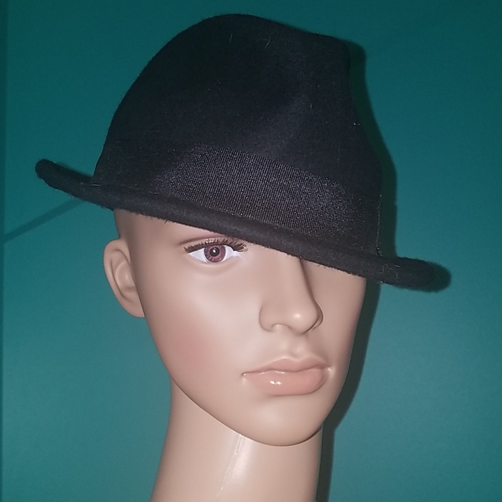 *100% WOOL!* Black Fedora size M/58 (EuropeanH&M)
